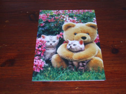 73009-      CA. 11,5 X 17 CM. DOUBLE CARD - BEREN / BEARS / BÄREN / OURS / ORSI / TEDDYBEARS / CATS - Jeux Et Jouets