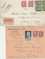 Gandon, Lettre Par Exprès Avec étiquette + Lettre à En-tête Pharmacie Pontoise. - 1945-54 Marianne Of Gandon