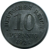 10 PFENNIG 1921 DEUTSCHLAND Münze GERMANY #DA771.D.A - 10 Rentenpfennig & 10 Reichspfennig