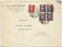 LUOGOTENENZA 11apr1946 Imperiale SF C.50 Quartina + L.2 Su Busta Da Milano - Poststempel