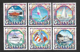 SE)2000 GUERNSEY, FROM THE BOATS SERIES, COMPLETE SERIES OF MARITIME MOTIFS, 6 MNH STAMPS - Guernesey