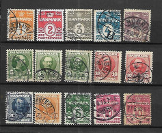 DANEMARK- BRADES AVANT RETRAIT -15 TRES BEAUX TIMBRES OBLITERES- PAS D'EMINCES- DE 1905/12 - Used Stamps