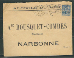 FRANCE 1901 N° 90 Obl. Drapeau S/Lettre Pour Narbonne - 1898-1900 Sage (Tipo III)