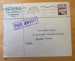 Enveloppe  Commerciale Librairie Maroc Affranchie Pour La France Oblitération Casablanca Principal 1954 - Morocco (1956-...)