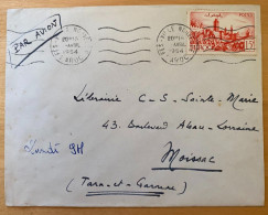 Enveloppe Maroc Affranchie Pour La France Oblitération Fès Ville Nouvelle 1954 - Marruecos (1956-...)