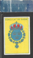 CONSULAT DE SUÈDE ( HERALDRY WEAPON )  - OLD MATCHBOX LABEL MADE IN SWEDEN ?? - Matchbox Labels