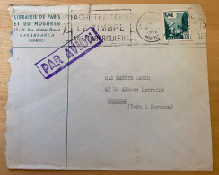 Enveloppe Commerciale Librairie Maroc Affranchie Pour La France Oblitération Casablanca Flamme 1955 - Marruecos (1956-...)