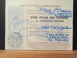 Bon Pour Un Paquet En Franchise Postale.1er RIMA, Bagneux Hauts De Seine - Military Postage Stamps