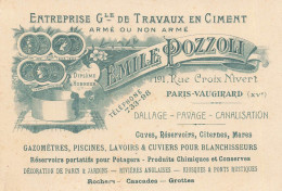 Paris 15ème * Entreprise Générale De Travaux En Ciment Emile POZZOLI 191 Rue Croix Nivert * Carte De Visite Ancienne - Distretto: 15