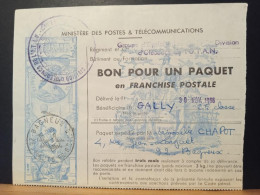 Bon Pour Un Paquet En Franchise Postale.2ème Division D'oléoducs De L'OTAN, Bagneux Février 1967 - Militärische Franchisemarken