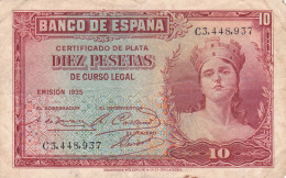 ESPAGNE - 10 PESETAS 1935 - Femme Couronnée Allégorie De La République N° Série C3448937 Série C - 10 Pesetas