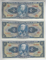 Brazil 3 Banknote Amato 14/16 Pick-133 151a 151b 2 Cruzeiros 1944 / 1956 Uncirculated - Brasilien