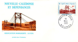 NOUVELLE CALEDONIE FDC 1985 PASSERELLE SUSPENDUE - FDC