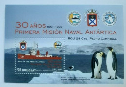 URUGUAY 2021 EVENTS Fauna. Animals. Penguins. The 30th Anniversary Of The First Antarctic Naval Mission - Fine S/S MNH - Uruguay