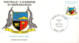 NOUVELLE CALEDONIE FDC 1986 BLASON DU MONT DORE - FDC