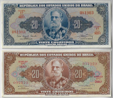 Brazil 2 Banknote Marshal Deodoro Da Fonseca 20 Cruzeiros Amato-22 Pick-186a 1961 UNC + Amato-88 Pick-178 1962 UNC - Brasilien