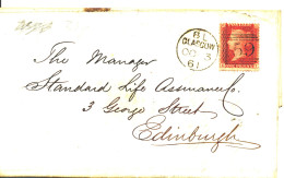 Great-Britain, Mi. 16 On Letter From Glasgow To Edinburgh, Clean Stamp No. 59 ,  3.Oct. 1861 - Lettres & Documents