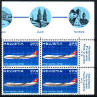 Switzerland, Pro Aero 1972 In Bloc Of 4 , Corner Piece MNH, Mi. 968 - Neufs