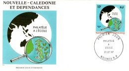 NOUVELLE CALEDONIE FDC 1987 LA PHILATELIE A L'ECOLE - FDC