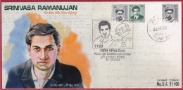 India 2022 National Mathematics Day, Maths,Srinivasa Ramanujan,Number, PUNE, Limited Cover (**) Inde Indien - Lettres & Documents
