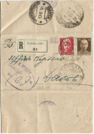 LUOGOTENENZA Regno Del Sud 23feb1945 Atti Raccomandati Sindaco Badolato - Imperiale SF C30 + Imp.CF L.2 - Storia Postale