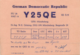 German Democratic Republic Radio Amateur QSL Card Y03CD Y25QE 1984 - Radio Amatoriale