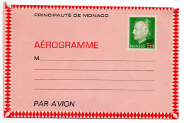 MONACO -- MONTE CARLO -- Monégasque -- Entier Postal -- Aérogramme -- Prince Rainier III 1F40 Surchargé 1F60 (1976) - Postal Stationery