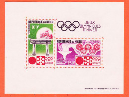 16528 / NIGER Feuillet Bloc 2 Timbres Yvert Tellier Y-T P.A N° 8 J.O 72 Jeux Olympiques Hiver SAPPORO 1972 Luxe MNH** - Niger (1960-...)
