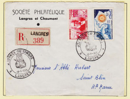 16551 / LANGRES Et CHAUMONT Société Philatélique Journée Du Timbre 19 Mars 1955 Recommandé à Abbé HUBERT Saint-Blin St  - Giornata Del Francobollo