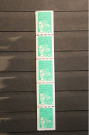 FRANCE 1997 N°3100 Bande De 5ex Avec 1ex N° Rouge MARIANNE DE LUQUET 2F70 VERT NEUF** TB - Unused Stamps