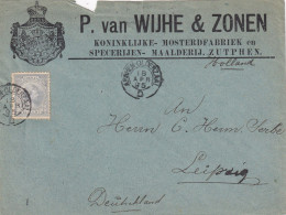 Envelop 18 Apr 1895 Zutphen Via Arnhem Oldenzaal D (spoor Kleionrond) Naar Leipzig - Marcophilie