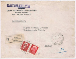 Itália, 1943, Roma-Madrid, 2 Censuras, Registado - Oblitérés