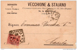 1898  CARTOLINA INTESTATA VECCHIONE & STAJANO CONSERVAZIONE DEI GRANI  CON ANNULLO  NAPOLI - Storia Postale