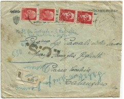 LUOGOTENENZA Regno Del Sud 2dic1944 Roma Raccomandata Censura ACS - Imperiale C.75 Coppia + L.2 Coppia - Storia Postale