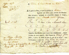 LETTRE DE VOITURE DU 3 NIVOSE AN 8 DE ROUEN A L'AIGLE POUR UNE BANNELLE CORDÉE DE 260 LIVRES - ... - 1799