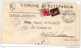 1946 LETTERA CON ANNULLO BATTIPAGLIA SALERNO - Marcophilia