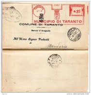 1937 LETTERA CON ANNULLO  TARANTO - Frankeermachines (EMA)