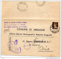 1944 LETTERA CON ANNULLO MESAGNE BRINDISI - Marcofilie