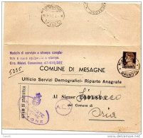 1944 LETTERA CON ANNULLO MESAGNE BRINDISI - Poststempel