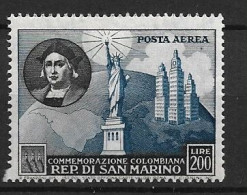 SAN MARINO 1952 AIRMAIL, Columbus MH - Cristóbal Colón