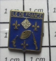 311c Pin's Pins / Beau Et Rare / SPORTS / TIR PISTOLET CARABINE ILE DE FRANCE CIBLE FLEUR DE LYS - Andere & Zonder Classificatie