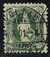 SUISSE 1899-1902: Le ZNr. 74D, B Obl. CAD "Goldau, SZ", Coin NE Touché - Gebraucht