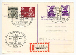 Germany, Berlin 1978-79 Registered Uprated 20pf. Accident Prevention Postal Reply Card; Berlin To Bochum - Postales - Usados