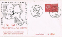 54455. Carta F.D.C. LUXEMBOURG 1960. Plan SCHUMAN, 10 Aniversario. Desarrollo Federacion EUROPA - FDC