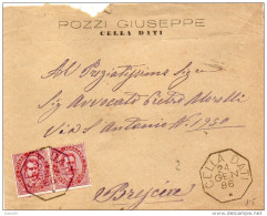 1886  LETTERA CON ANNULLO  OTTAGONALE  CELLA DATI CREMONA - Storia Postale