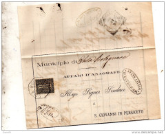 1896  LETTERA CON ANNULLO  OTTAGONALE SALA BOLOGNESE BOLOGNA - Storia Postale