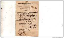1872 RICEVUTA VAGLIA TELEGRAFICO CON ANNULLO MESSINA - Marcophilie