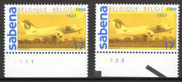 BE    2753    XX      ---      MNH  --   75 Ans De La Sabena  --  N° De Planche 1 Et 2 - 1991-2000