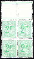 BE    1443    XX      ---      MNH  --  Chiffre Sur Lion Héraldique : Bloc De 4 Bord De Feuille - Unused Stamps