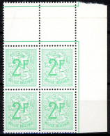 BE    1443    XX      ---      MNH  --  Chiffre Sur Lion Héraldique : Bloc De 4 Coin De Feuille - Unused Stamps